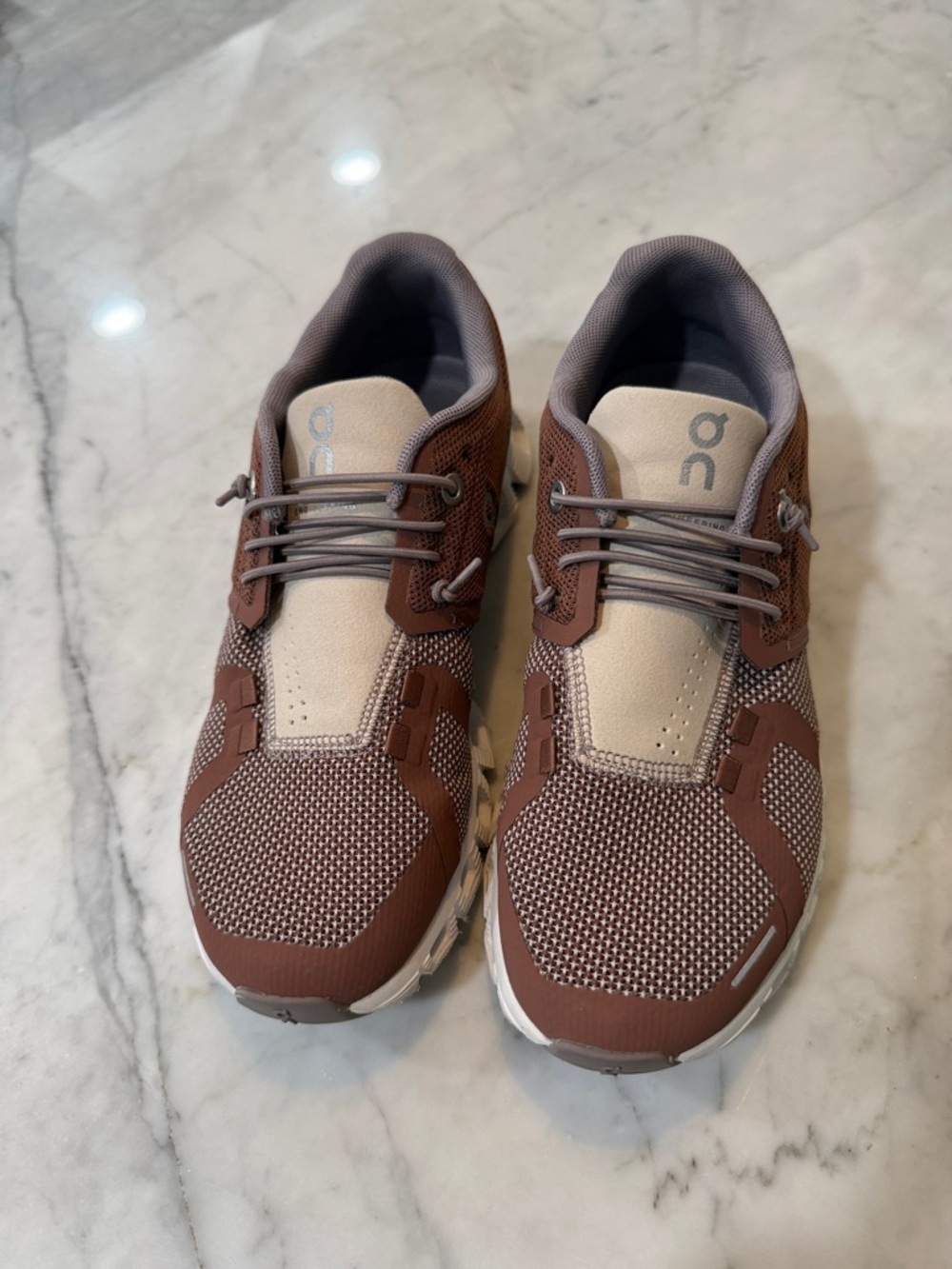 On Running Cloud Sneakers in Brown and Beige - Lightweight Running Shoes